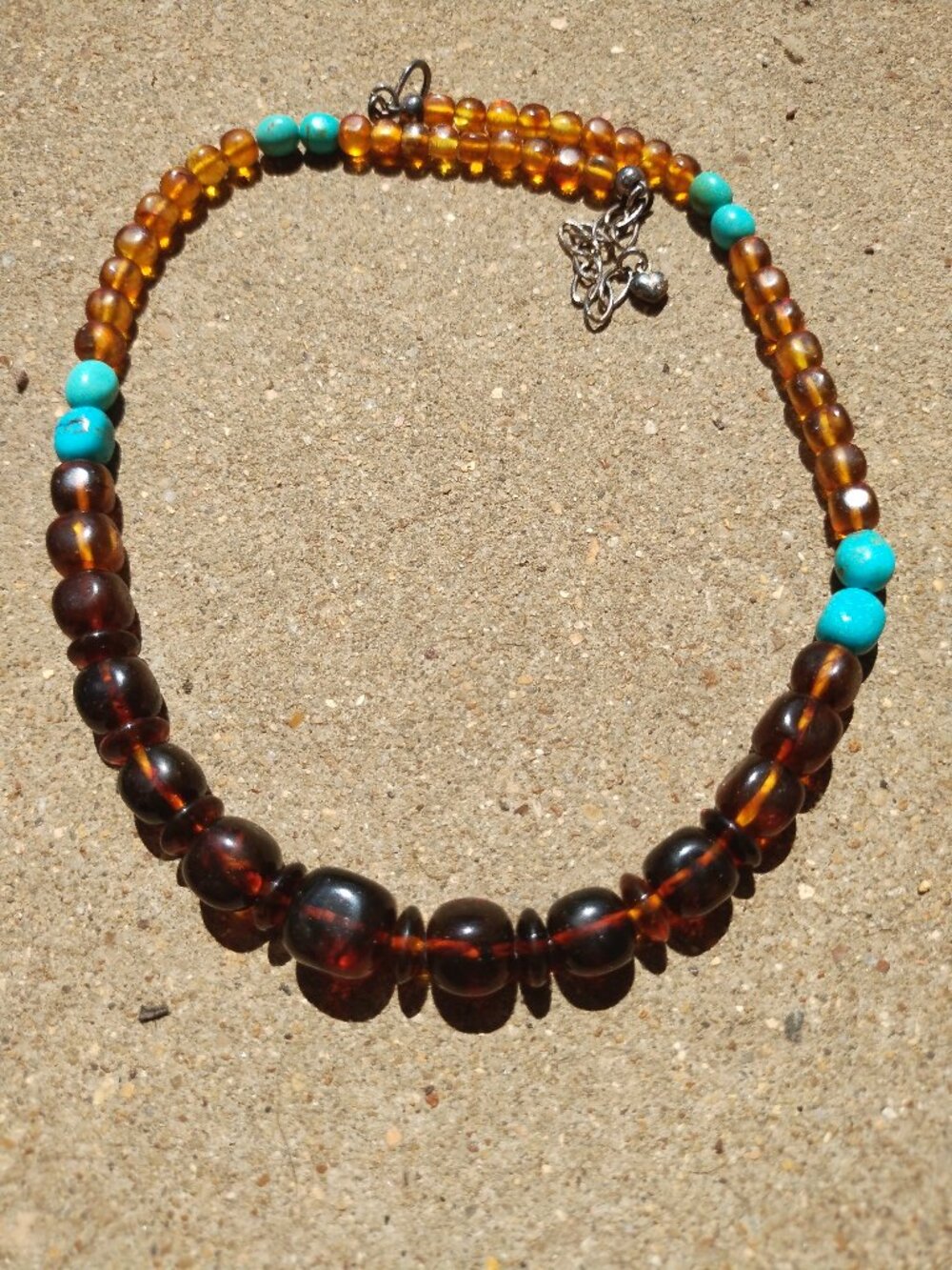 Jay King DTR Baltic Amber and Turquoise Bead 925 Sterling Silver Necklace,  Abso